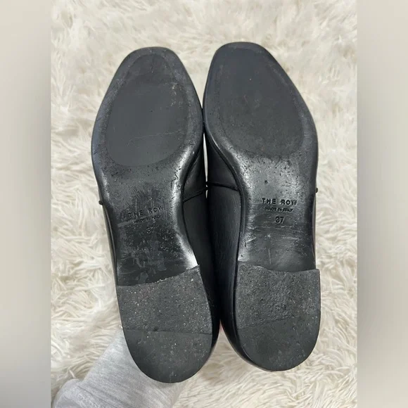 The Row Alys Loafers In Black Leather Flats Loafers - Size 37 US 6.5 - black